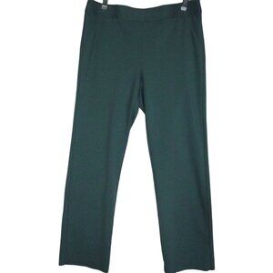 Emaline Pants Womens Large Green Rayon Stretch Pull On High Waist Straight Leg
